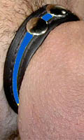 Cock Strap Cuir ''Bande Couleur'' - Bleu