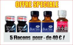 Pack 5 Poppers: 2 Super Rush+2 BlueBoy + 1 Maxi Amsterdam